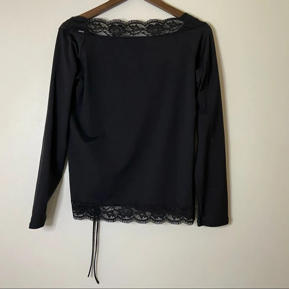 Lace Stretch Cinch Top Ruche String Long Sleeve Sleek Blouse Size Large - Picture 7 of 14